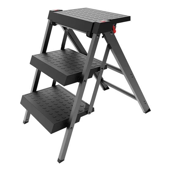 Escalera Plegable Negra De Tres Peldaños Para Puerta