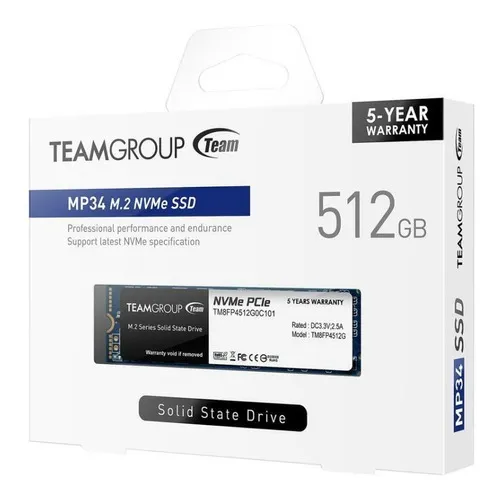 Teamgroup Ssd Mp34 512gb Nvme 1.3 Pcie M.2 512gb Gen 3x4 Color Negro