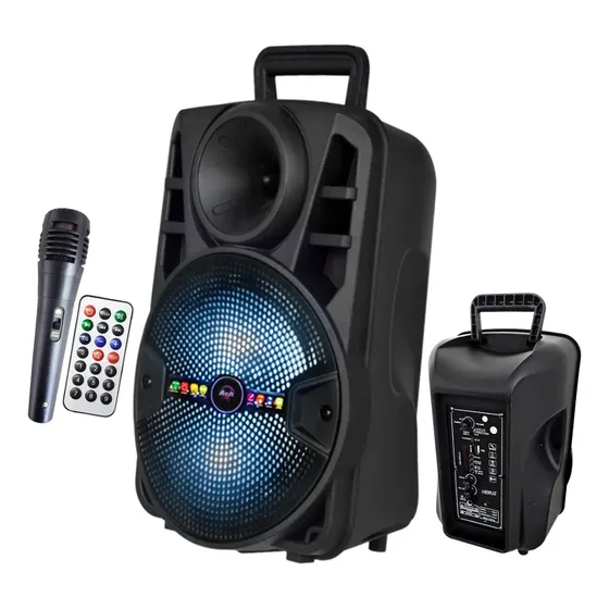 Caixa Alto Falante Grande 8 + 1000w Pmpo Microfone Karaoke