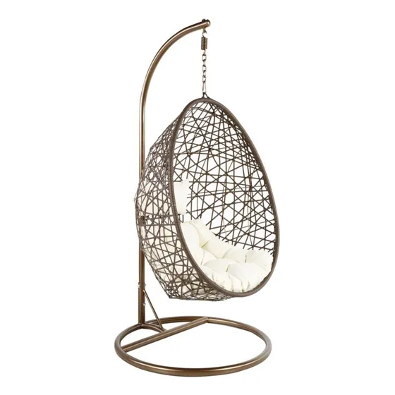 Sillon Silla Colgante Rattan+hierro Color  Blanco