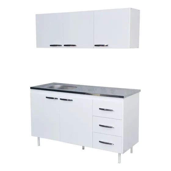 Muebles De Cocina Alacena Bajo Mesada Melamina Combo 1,40mts