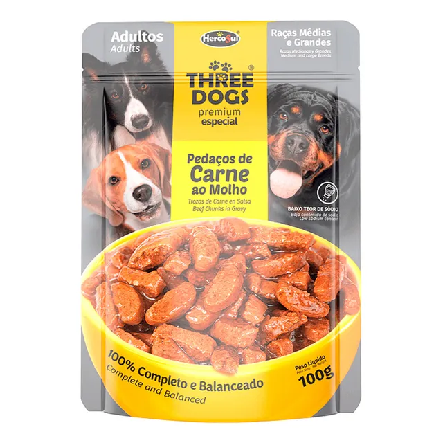 Three Dogs Alimento Humedo Adulto Raza Mediana/grande 100gr