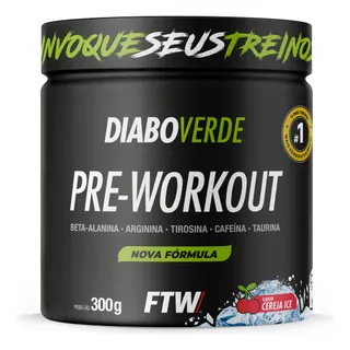 Suplemento Em PĂł Pre Treino Pre Workout Pote 300g Sabor Cereja Ice Ftw - Diabo Verde Suplemento Em PĂł Pre Treino Pre Workout Pote 300g Sabor Cereja Ice Ftw - Diabo Verde
