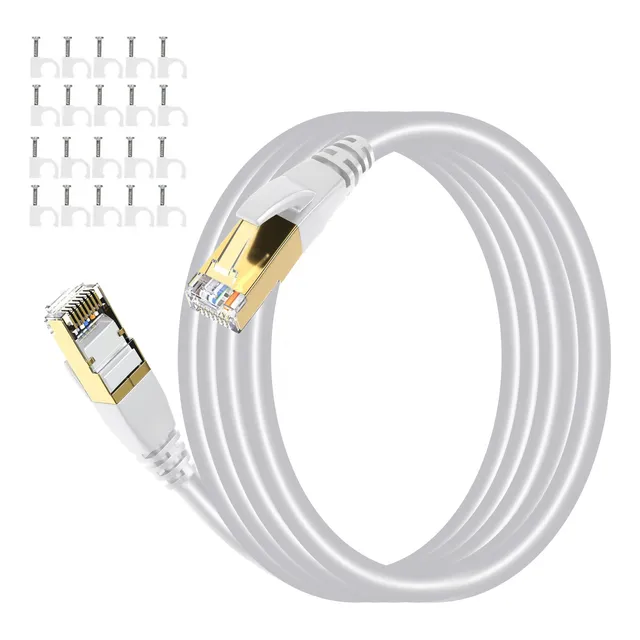 Cable De Red  Cat 8 Sftp 20m Blanco Rj45 Categoría 8
