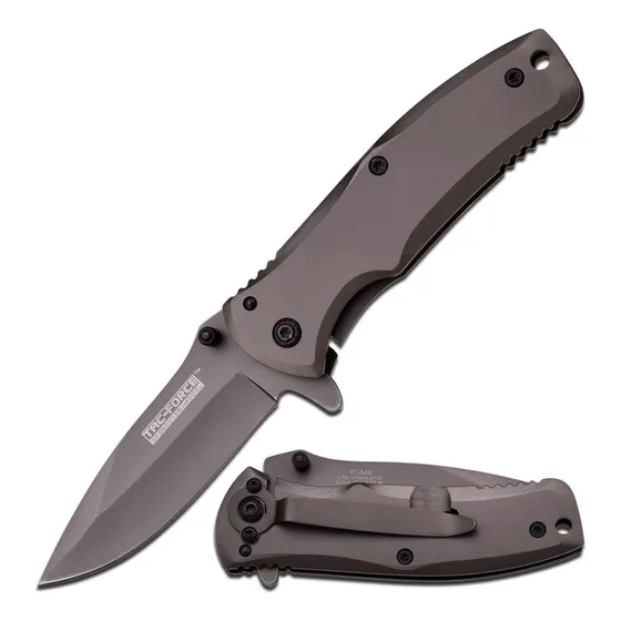 Tac-force Navaja Tactica Gris De Titanio Plegable De Bolsill