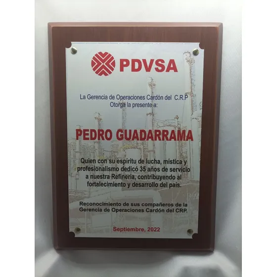 Elaboración De Placas Fotograbadas De Reconocimiento 1001