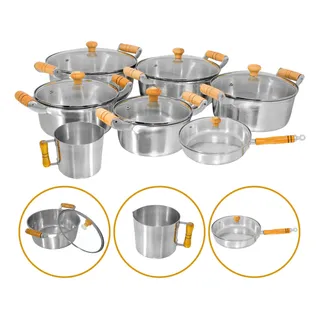 Conjunto De Panelas 7 Peças AlumĂnio Grosso Fundido Batido Conjunto De Panelas 7 Peças AlumĂnio Grosso Fundido Batido