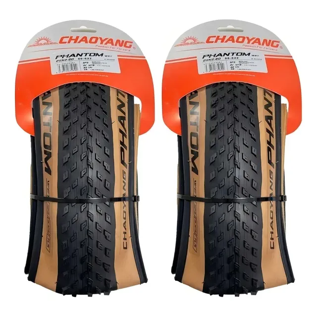 Par De Pneu Mtb Chaoyang Phantom Wet Aro 29x2.20 Fx Creme Cor Preto c/marrom
