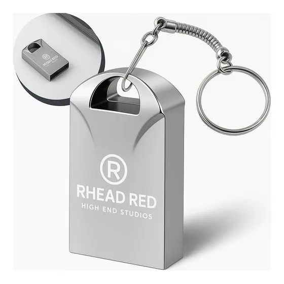 Pen Drive 16gb Mini Usb 2.0 Chaveiro Metalico Resistente Alta Velocidade Seguro Capacidade Ótima De Armazenamento Pc Notebook Rhead Red High End Studios Cor Prateado
