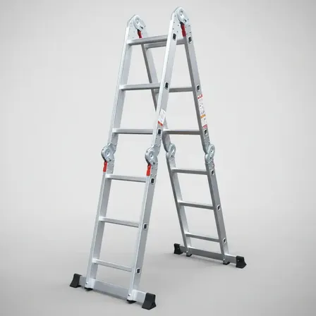 Escalera De Aluminio Articulada 12 Escalones Alpina - C Color Plateado