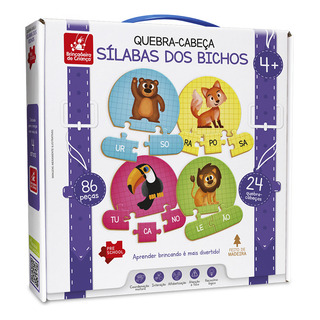 Quebra-cabeça Sílabas Dos Bichos Madeira 2297 Brincadeira Quebra-cabeça Sílabas Dos Bichos Madeira 2297 Brincadeira