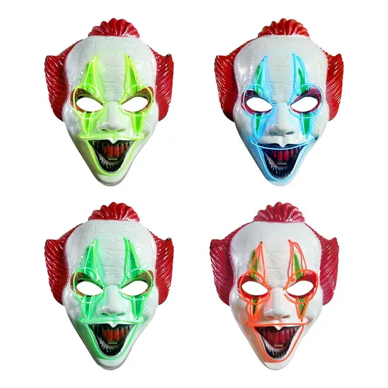 Mascara De Payaso Con Luz Led Disfraz Halloween My Party Azul Payaso Led