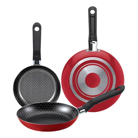 Juego De Sartenes Con Antiadherente Ekco Classic De Aluminio 3 Piezas [18,20,24 Cm] – Rojo