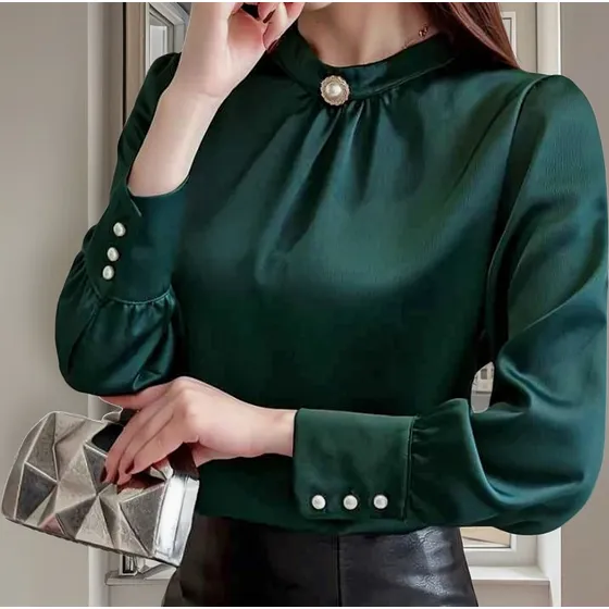 Blusas De Seda Satin Mujer Con Botones Colores