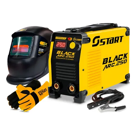 Máquina de Solda Inversora MMA TIG Start Black Arc 250A com Máscara e Luva