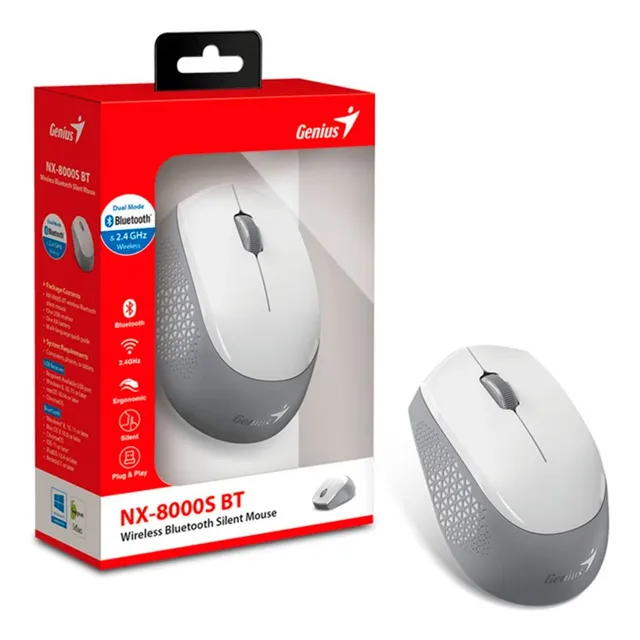 Mouse Genius Nx-8000s Bt Wireless/bluetooth Blueeye Silent 