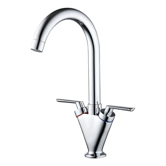 Grifo Laton Cromado 2 Manija Fregadero Cocina Agua Fria 360