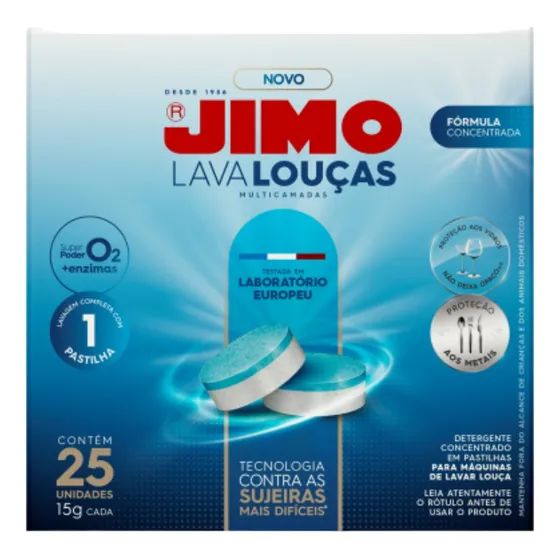Pastilha Lava Louça Jimo Caixa C/25 Unidades Sem Fosfato