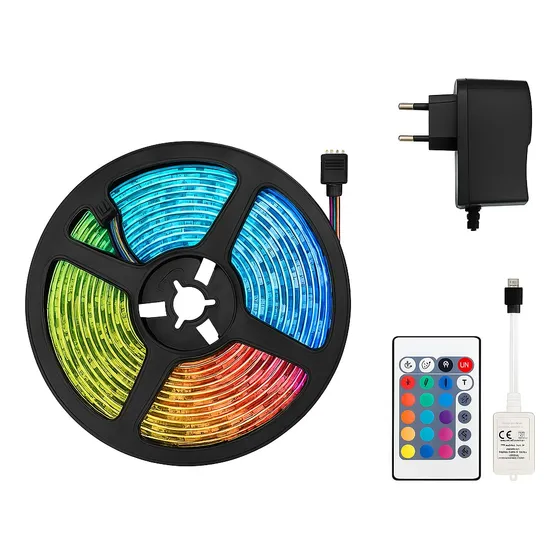 Cinta Led Carrete De Luz Led De 5 Metros Rbg Con Su Control