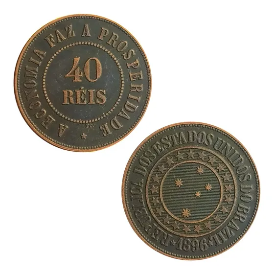 Moeda 40 Réis 1896 - 30,4mm - Cópia