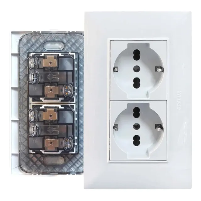Pack De 2 Tomacorrientes Blanco Doble Shuko Opalux Kf4249