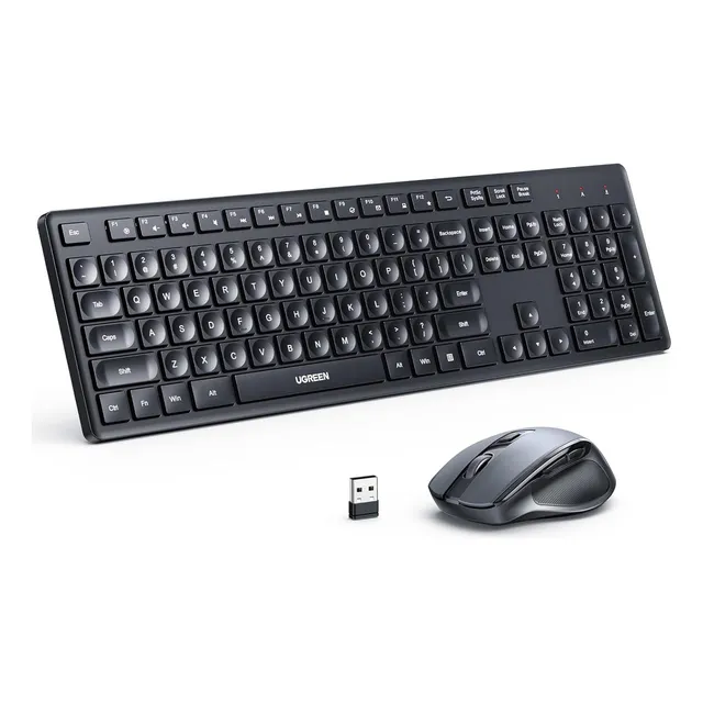 Ugreen Combo Teclado Y Mouse Inalambrico 4000dpi 2.4g 35740 Mouse Negro Teclado Negro