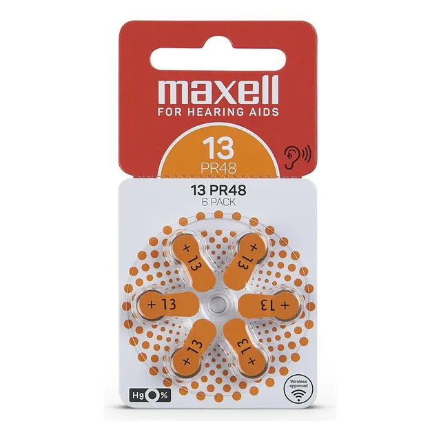 Pilas Para Audífonos Maxell Tamaño 13 Auditivas 6un