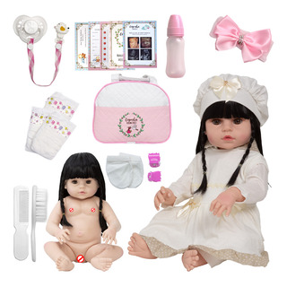 Bebe Reborn Morena Corpo De Vinil + Kit Acessórios Bolsa Bebe Reborn Morena Corpo De Vinil + Kit Acessórios Bolsa