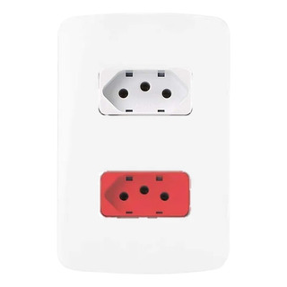 Conjunto 4x2 1 Tomada 10a E 1 20a Vermelho B3 Margirius Conjunto 4x2 1 Tomada 10a E 1 20a Vermelho B3 Margirius