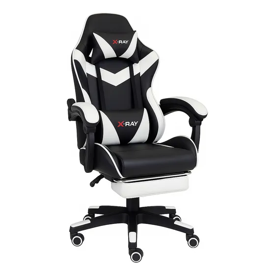Cadeira Gamer Profissional Reclinável Apoio De Pés X-ray Cor Branco Material do estofamento Couro sintético