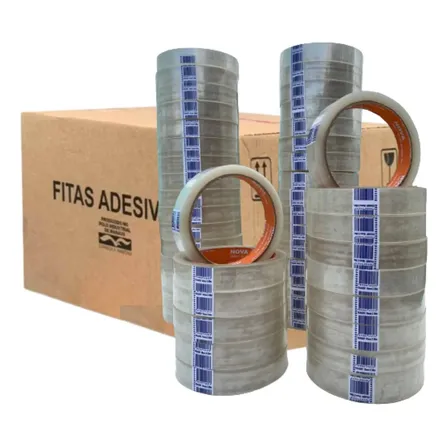 Fita Adesiva Transparente Papelaria 18x50 Atacado 64 Rolos