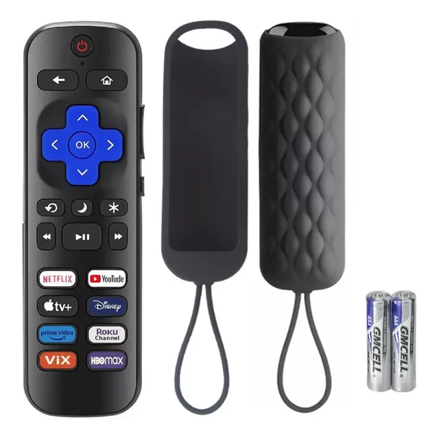 Xtwe Control Remoto Para Roku Hisense Tcl Jvc Atvio Sharp Sanyo Polaroid Smart Tv Con 8 Teclas De Acceso Rápido, Con Funda