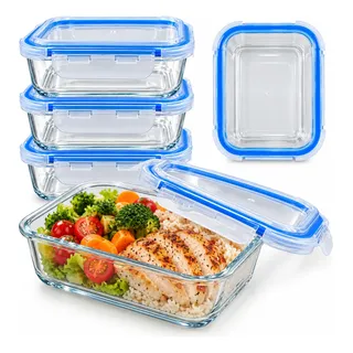 Kit 4 Potes Vidro Marmita Hermética 640ml Microondas Forno Vidro Transparente