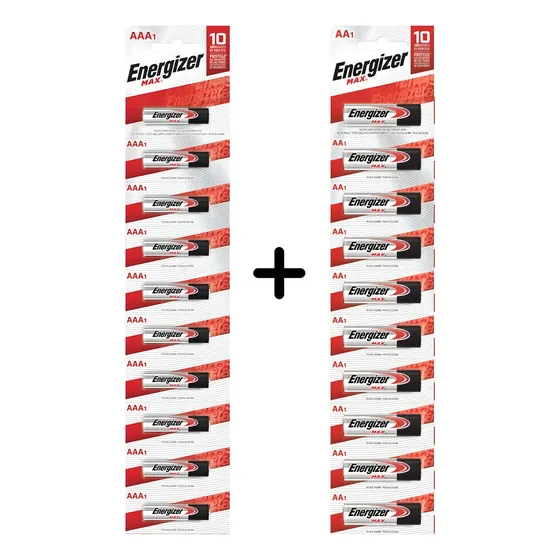 Combo Pila Alcalina Energizer Max 10 Aa + 10 Aaa