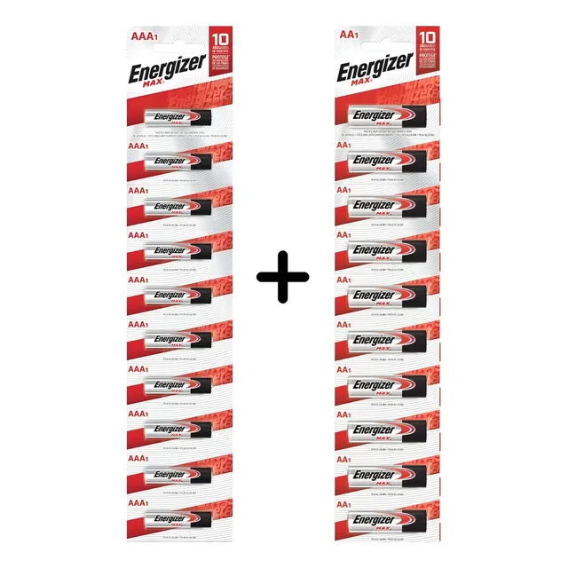 Combo Pila Alcalina Energizer Max 10 AA + 10 AAA