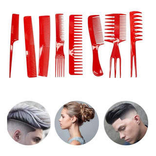 Set De 8 Peines Rojos Para Peinados Corte Estética Barberia Set De 8 Peines Rojos Para Peinados Corte Estética Barberia