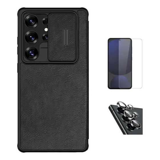 Case-funda Nillkin Flipcover Con Vidrios Para S25 Ultra