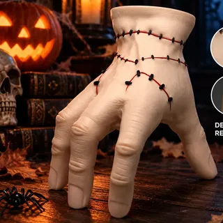 Mãozinha Família Addams Wandinha Mão Decoração de Halloween Festa Di