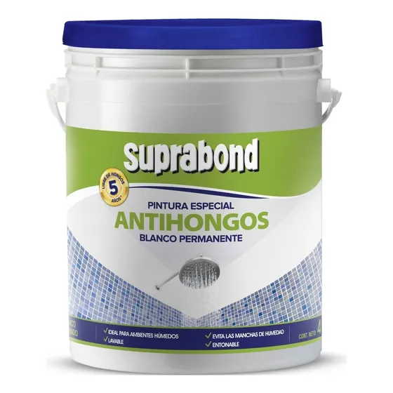 Pintura Suprabond Para Baños Por 4 Litros Blanco