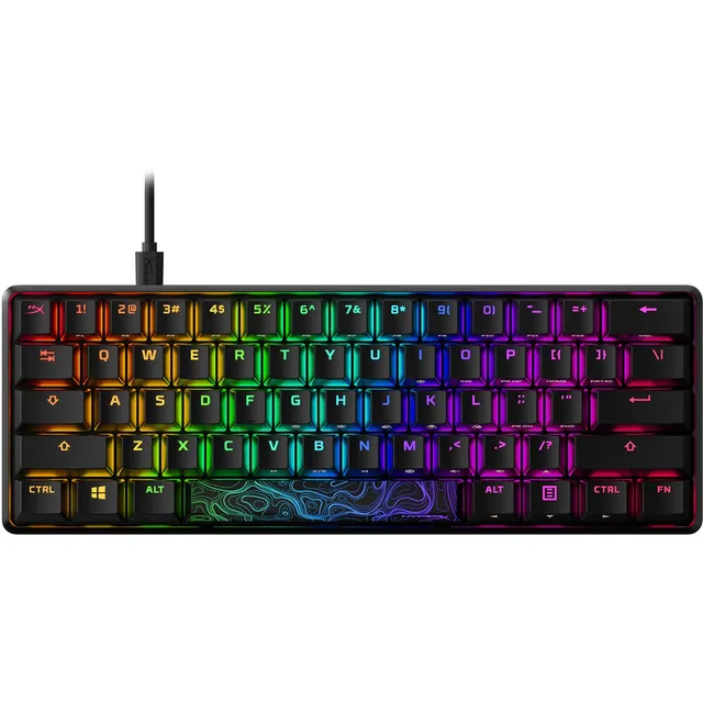 Teclado gamer HyperX Alloy QWERTY HyperX Lineal Red inglés US color negro con luz RGB