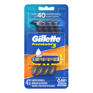 Gillete Prestobarba 3 Extra Suave X 4 Un Gillete Prestobarba 3 Extra Suave X 4 Un