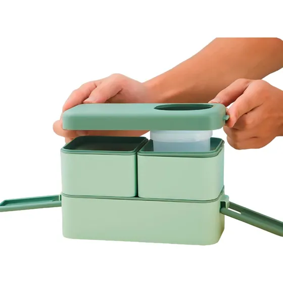 Marmita Dupla 1050ml Com Divisória E Kit Talheres
