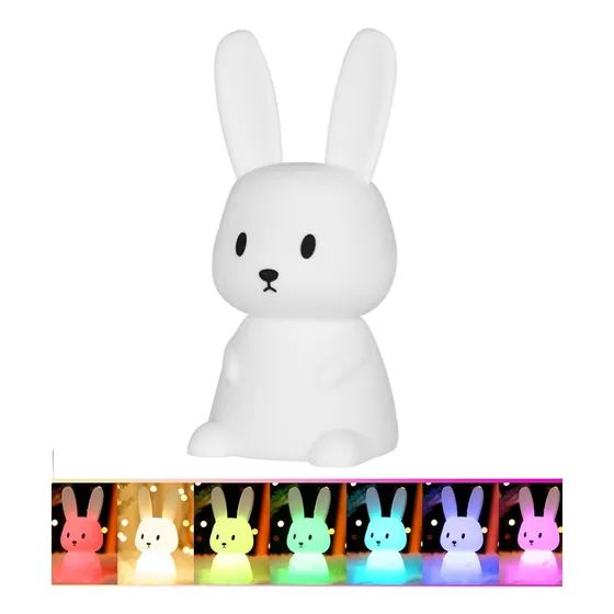 Lampara Conejo Multicolor Velador Con Luz Led Colores