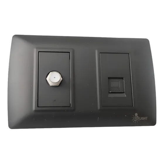 Toma De Tv Coaxial + Toma De Pc/red Bj Light Color Negro