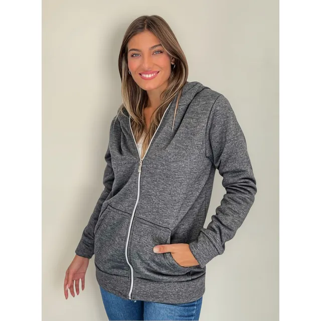 Campera Mujer De Frisa Con Piel En El Interior Buzo Moda 