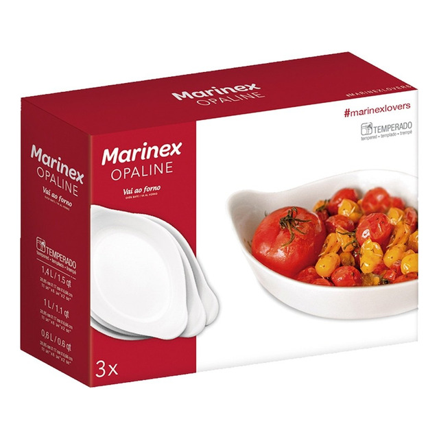 Conjunto Assadeira Marinex Opaline Oval 0,6/1,0/1,4l 3 Peças Conjunto Assadeira Marinex Opaline Oval 0,6/1,0/1,4l 3 Peças