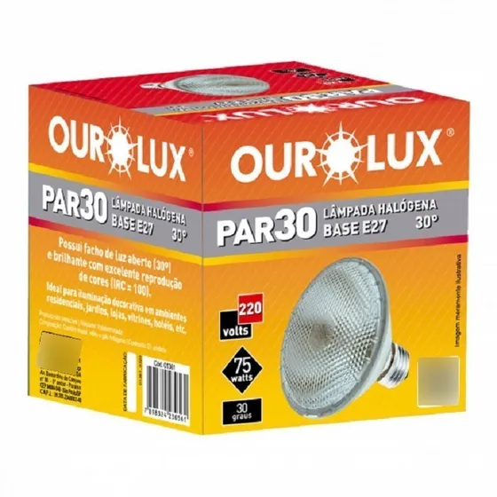 Ourolux - Lampada Halogena Par30 75w 220v E27 Branco Quente