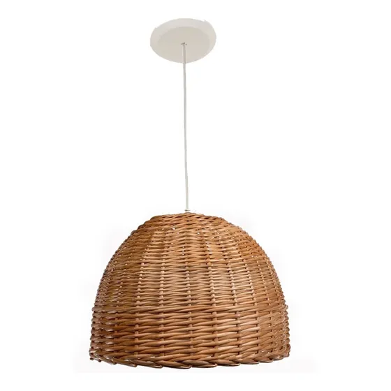 Colgante Pantalla De Mimbre Tejido Natural 40x30cm- 1 Luz