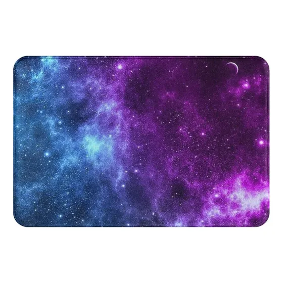Tapete Baño Azul Galaxia Morado Para Felpa Suave Lavable