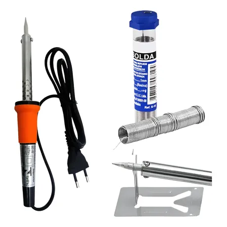 Kit Ferro De Solda Soldar Soldador 60w Estanho Tubo